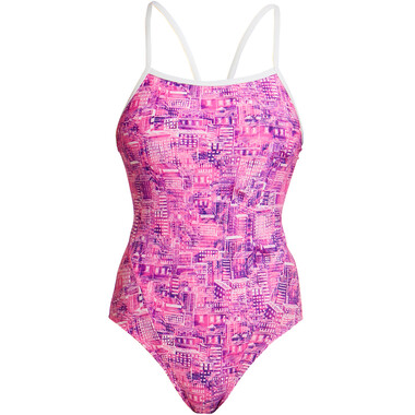 FUNKITA SINGLE STRAP SWEET CITY Women's Swimsuit (One Piece) Pink/White 2020 0